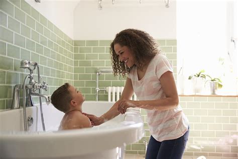 mom baths son|Mother and Son In a Bathroom